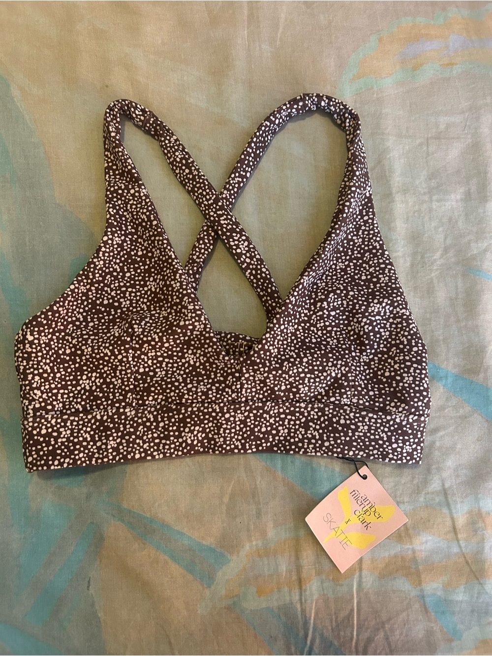 Skatie x Amber Fillerup Clark • Brown Dot Print Sports Bra NWT